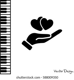 Web icon. Hearts in hand. 