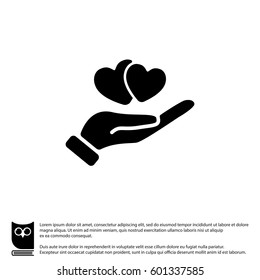 Web icon. Hearts in hand. 