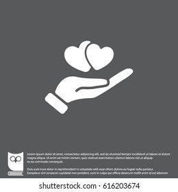 Web icon. Hearts in hand. 