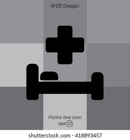 Web icon. Hospital bed and cross