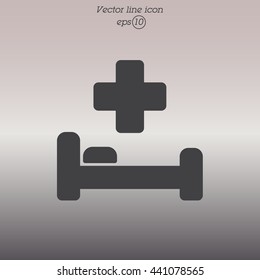 Web icon. Hospital bed and cross