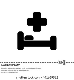 Web icon. Hospital bed and cross