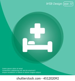 Web icon. Hospital bed and cross