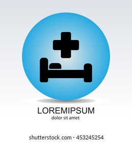 Web icon. Hospital bed and cross