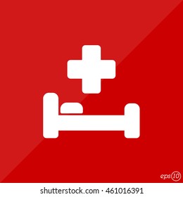 Web icon. Hospital bed and cross