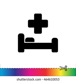 Web icon. Hospital bed and cross
