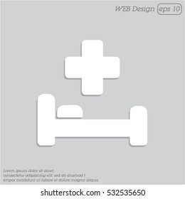 Web icon. Hospital bed and cross