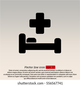 Web icon. Hospital bed and cross