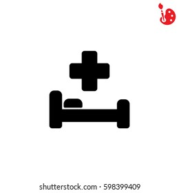 Web icon. Hospital bed and cross