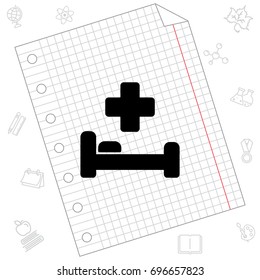 Web icon. Hospital bed and cross