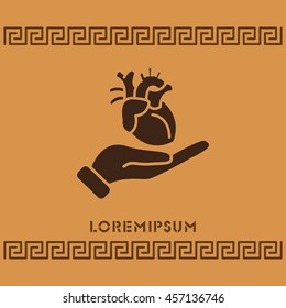 Web icon. Human heart in hand