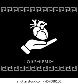 Web icon. Human heart in hand
