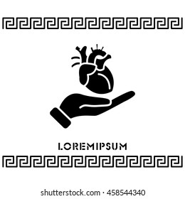 Web icon. Human heart in hand