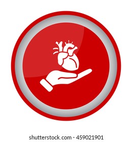 Web icon. Human heart in hand