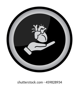 Web icon. Human heart in hand