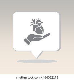 Web icon. Human heart in hand