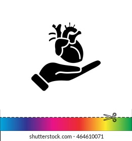 Web icon. Human heart in hand