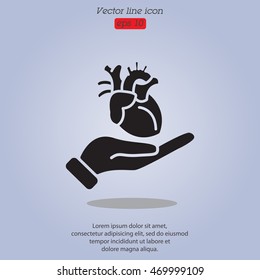 Web icon. Human heart in hand