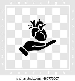Web icon. Human heart in hand