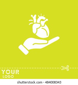Web icon. Human heart in hand