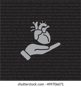 Web icon. Human heart in hand