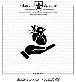 Web icon. Human heart in hand