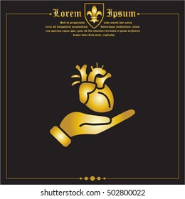 Web icon. Human heart in hand