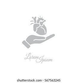 Web icon. Human heart in hand
