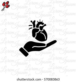 Web icon. Human heart in hand
