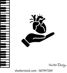 Web icon. Human heart in hand