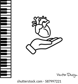 Web icon. Human heart in hand