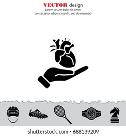 Web icon. Human heart in hand