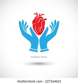 Web icon, the human heart in his hand