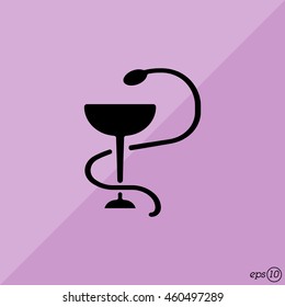 Web icon. Hygeia bowl, Hippocratic cup, Hospital symbol
