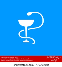 Web icon. Hygeia bowl, Hippocratic cup, Hospital symbol