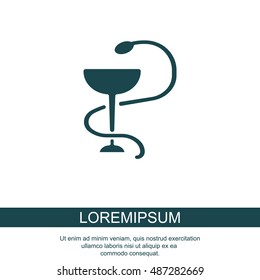 Web icon. Hygeia bowl, Hippocratic cup, Hospital symbol