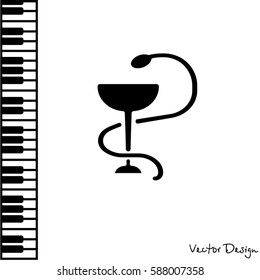 Web icon. Hygeia bowl, Hippocratic cup, Hospital symbol
