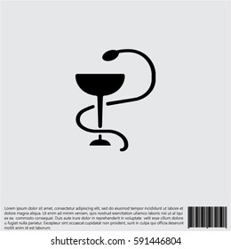 Web icon. Hygeia bowl, Hippocratic cup, Hospital symbol