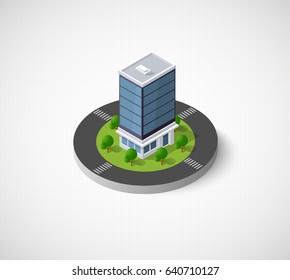 Web icon Isometric 3D city infrastructure, urban buildings and construction
