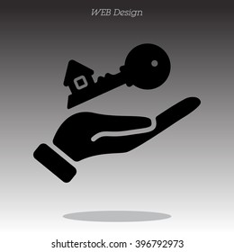 Web icon. Key in hand