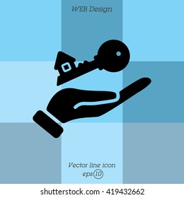Web icon. Key in hand