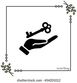 Web icon. Key in hand