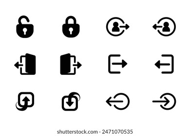 Icono de Web línea, móvil. Icono de Vector de fondo blanco. Icono de Inicio de sesión y cierre de sesión
