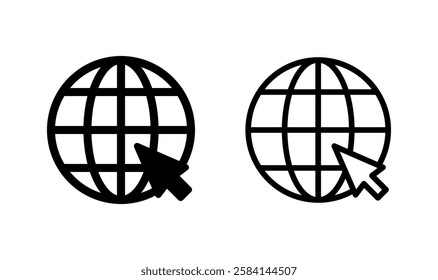 Web icon logo design. go to web sign and symbol. web click icon. Global search icon