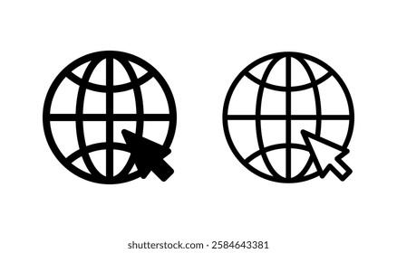 Web icon logo design. go to web sign and symbol. web click icon. Global search icon