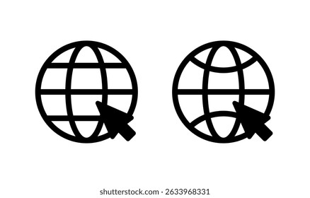 Web icon logo design. go to web sign and symbol. web click icon. Global search icon