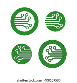 Web icon logo printed circuit board. Flat design with shadow.