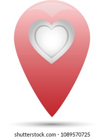 Web icon love location on white background isolated