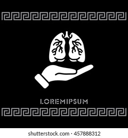 Web icon. Lungs in hand