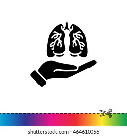 Web icon. Lungs in hand